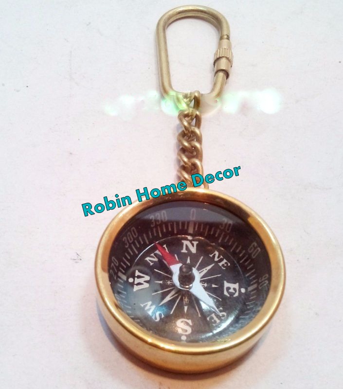 NAUTICAL VINTAGE MARITIME GIFT ANTIQUE BRASS POCKET COMPASS KEY CHAIN